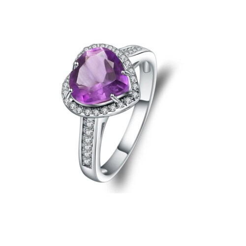 Amethyst Heart Silberring