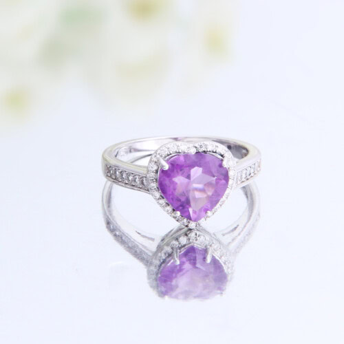 Amethyst Heart Silberring