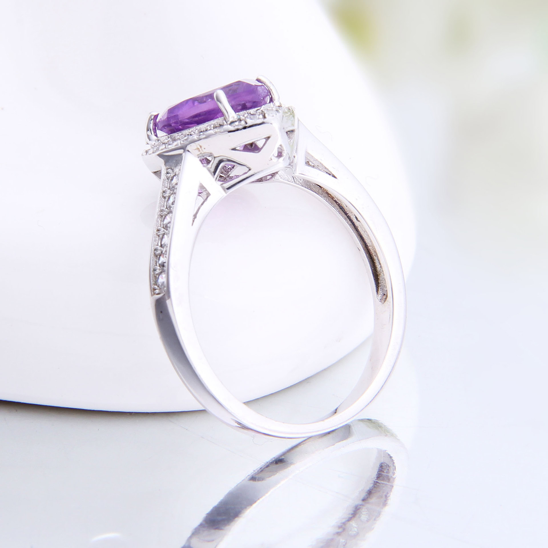 Amethyst Heart Silberring