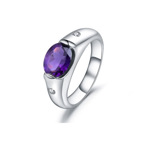 Natürlicher Edelstein Große Amethyst silbernen ring damen mit stein