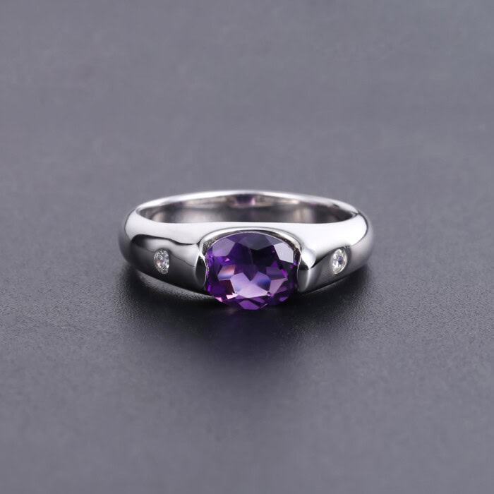 Natürlicher Edelstein Große Amethyst silbernen ring damen mit stein