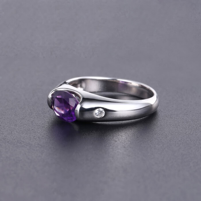 Natürlicher Edelstein Große Amethyst silbernen ring damen mit stein