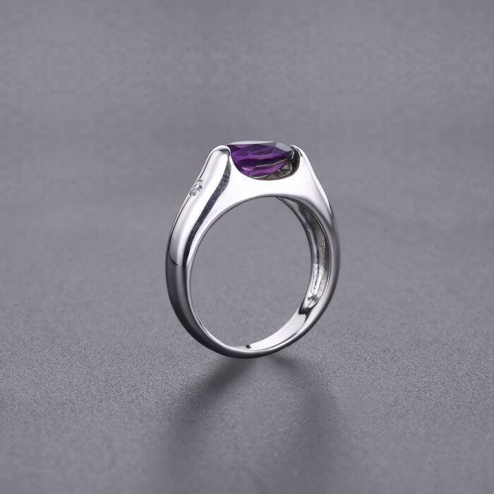 Natürlicher Edelstein Große Amethyst silbernen ring damen mit stein