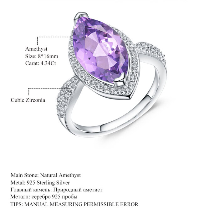 Amethyst silbernen ring damen mit stein