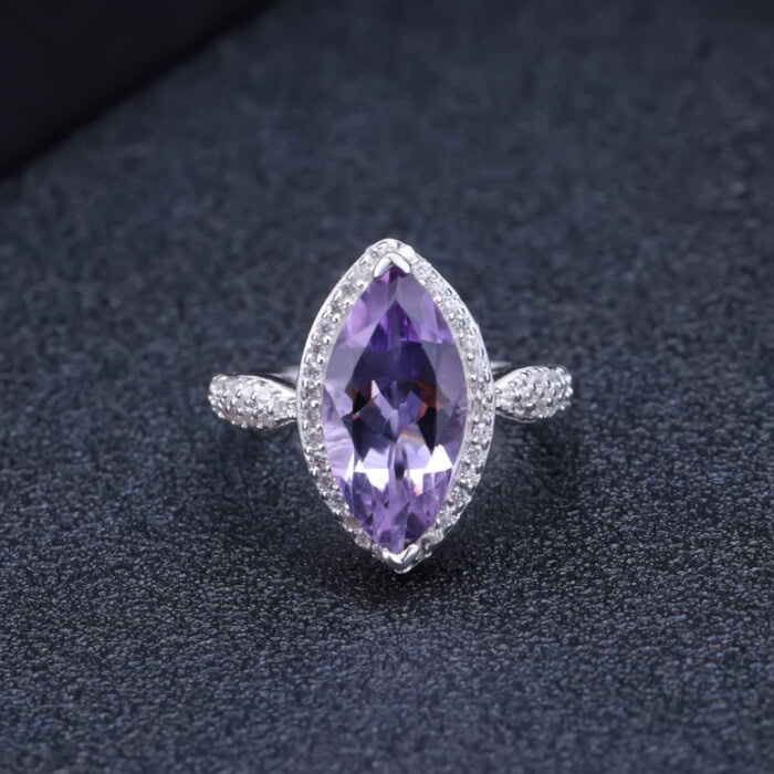 Amethyst silbernen ring damen mit stein