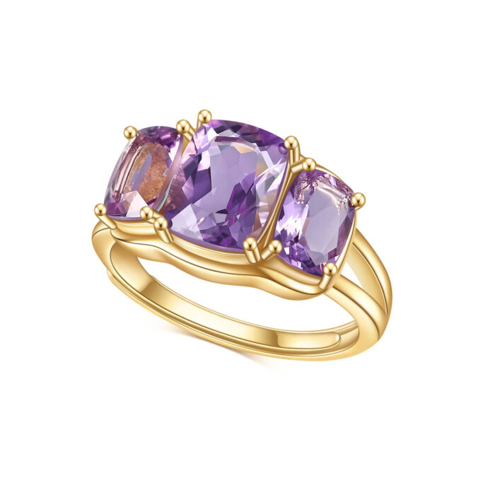 Natürlicher Amethyst gold ring damen mit stein