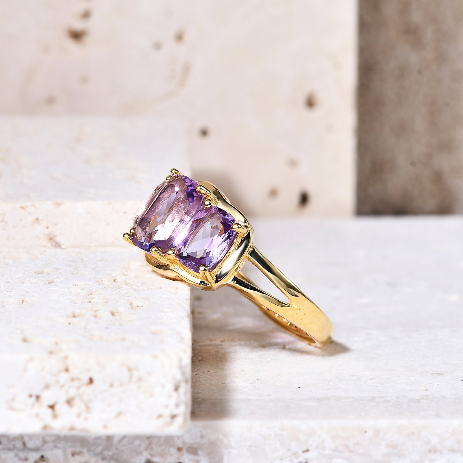 Natürlicher Amethyst gold ring damen mit stein