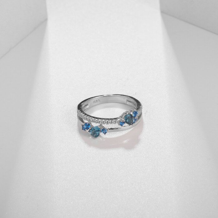 Kleine Natürlicher silbernen ring damen mit stein