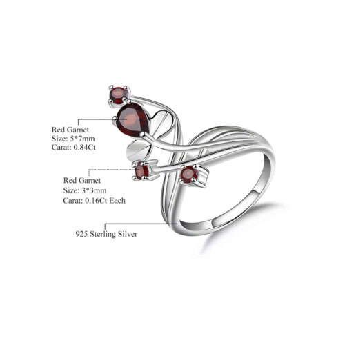 Damen ring silber mit Rot Granat