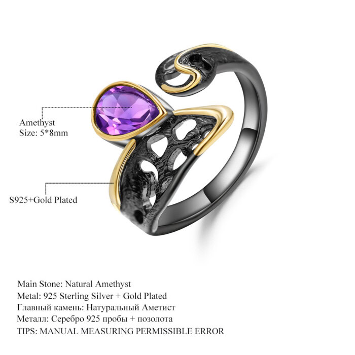 Schwarz Amethyst Ring damen