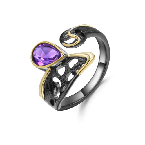 Schwarz Amethyst Ring damen