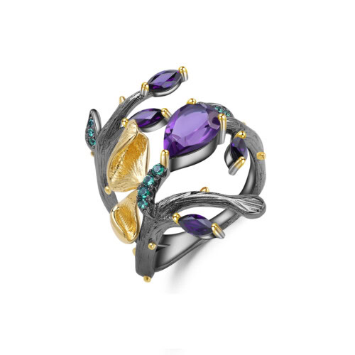 Blumen Amethyst Ring damen