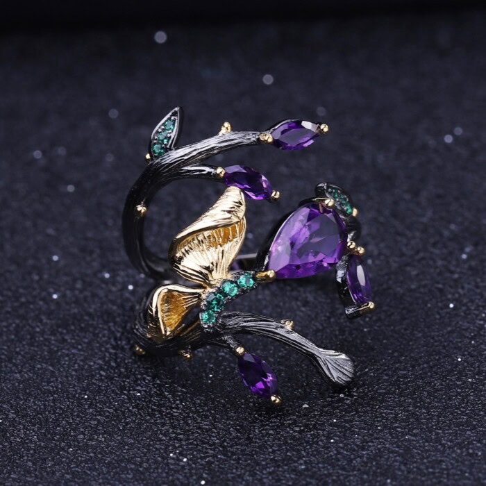 Blumen Amethyst Ring damen