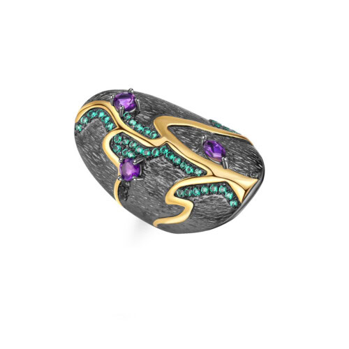 Schild Amethyst ring silber damen