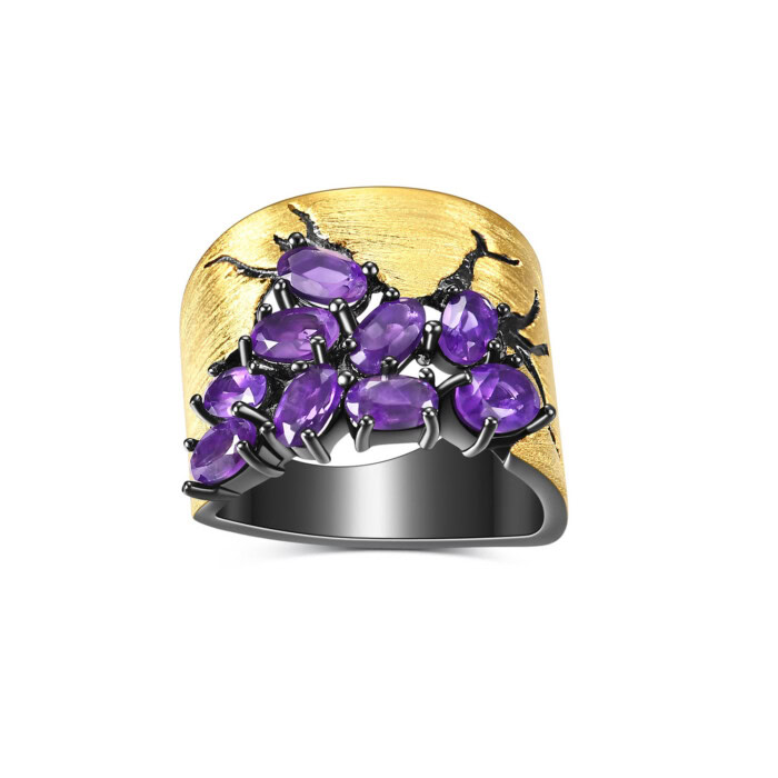 Breit Amethyst ring silber damen