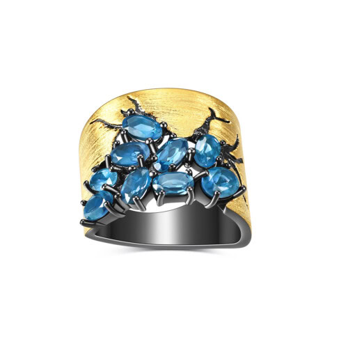 Breit London Blue Topas ring silber damen