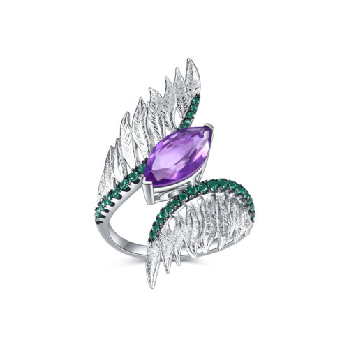 Engelsflügel Amethyst ring silber damen