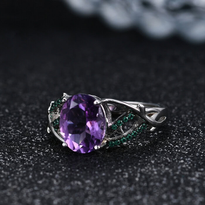 Natürlicher Amethyst ring silber damen