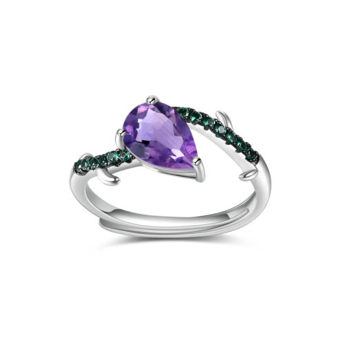 Tropfen Amethyst ring silber damen