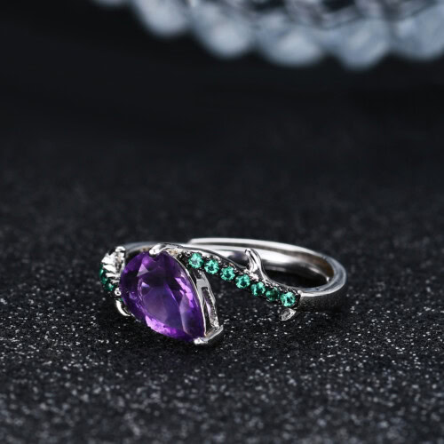 Tropfen Amethyst ring silber damen