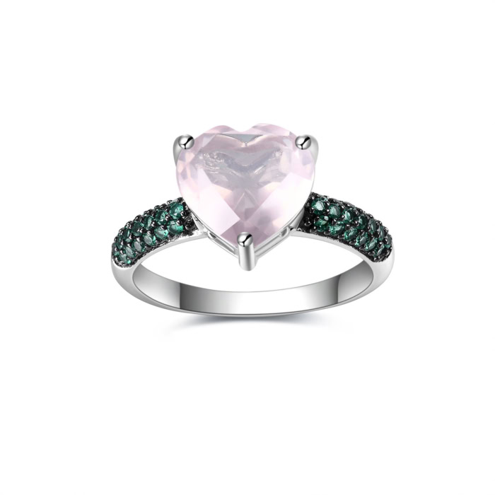 Herz Rosa Kristall Ring damen silber