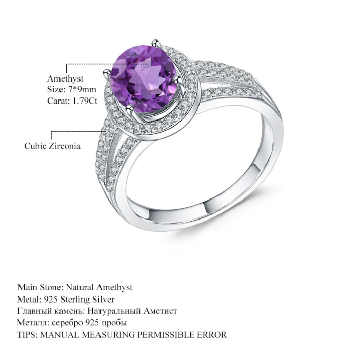 Damen Ring mit Oval Amethyst