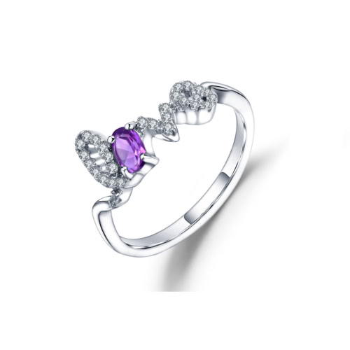 Promise Damen Silber Amethyst ring mit Buchstaben LOVE