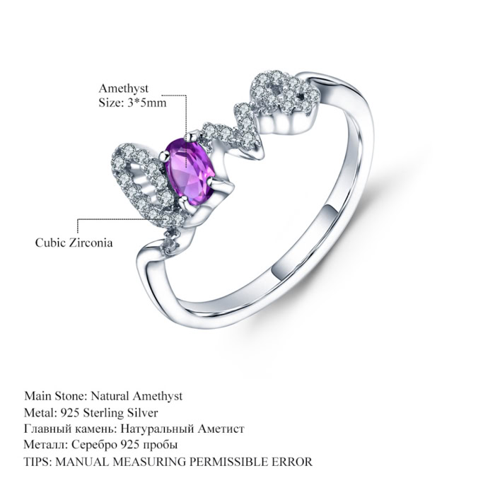 Promise Damen Silber Amethyst ring mit Buchstaben LOVE