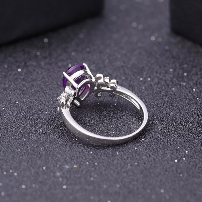 damen 925er Silber Ring mit Tropfen Amethyst