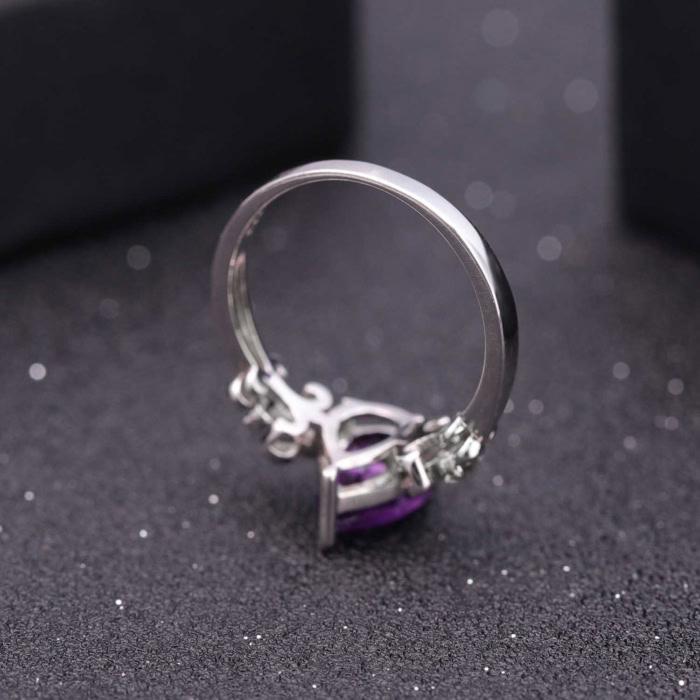 damen 925er Silber Ring mit Tropfen Amethyst