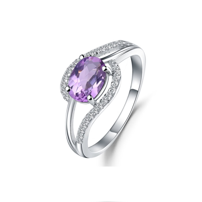 silber ring damen mit Ovalem Amethyst