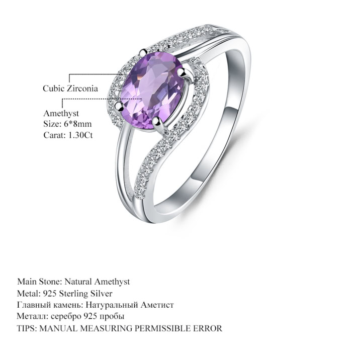 silber ring damen mit Ovalem Amethyst