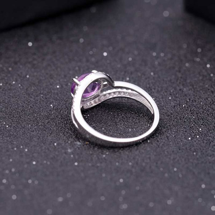 silber ring damen mit Ovalem Amethyst