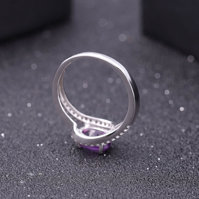 silber ring damen mit Ovalem Amethyst