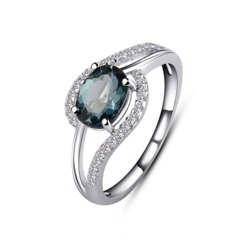 silber ring damen mit Ovalem London Blue Topas