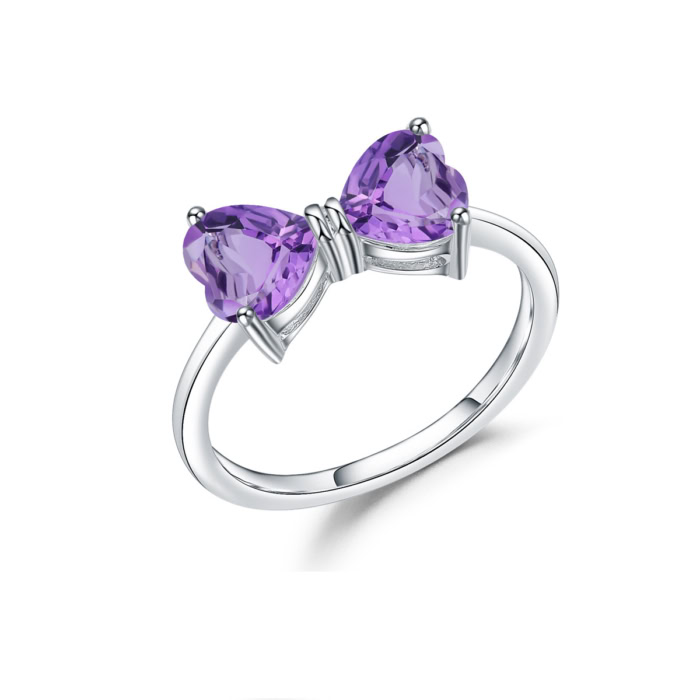 silber promise ring damen Bow Amethyst