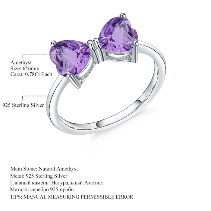 silber promise ring damen Bow Amethyst