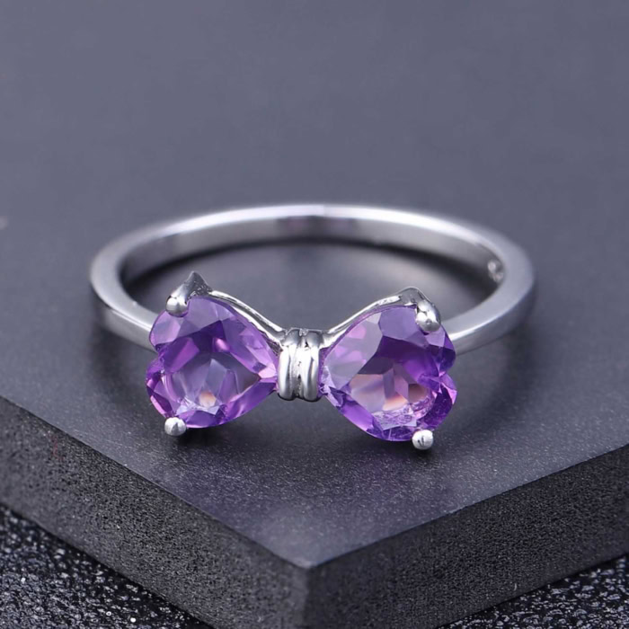 silber promise ring damen Bow Amethyst