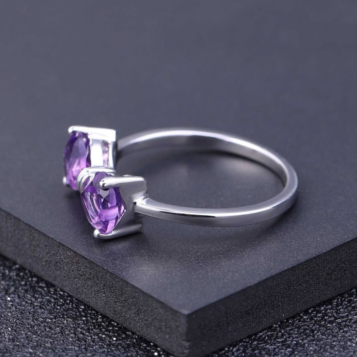 silber promise ring damen Bow Amethyst