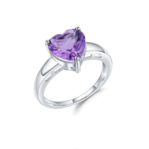 damen 925er Silber Promise Ring mit Herz Amethyst