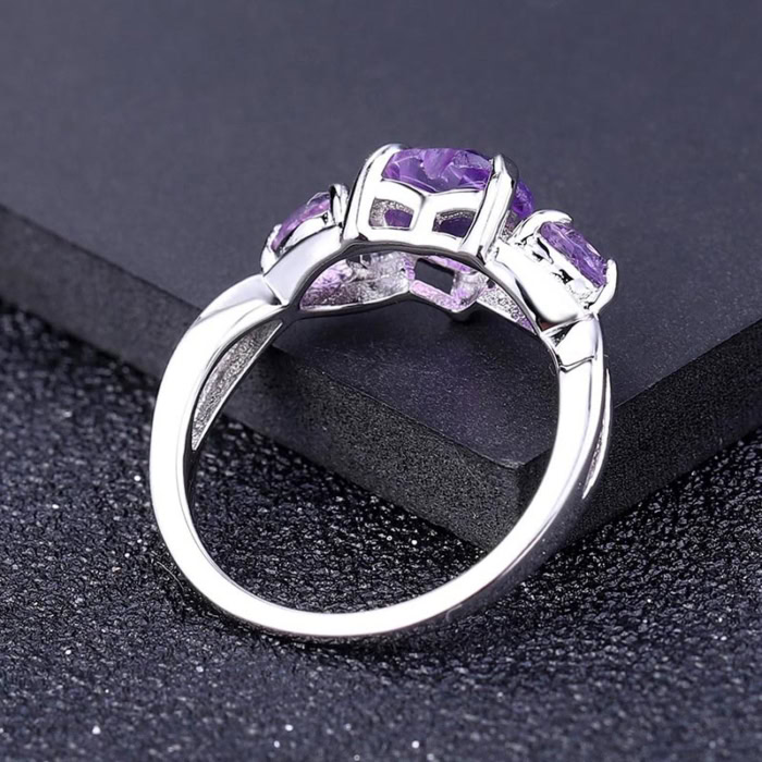 herz ring silber damen mit 3 Amethyst