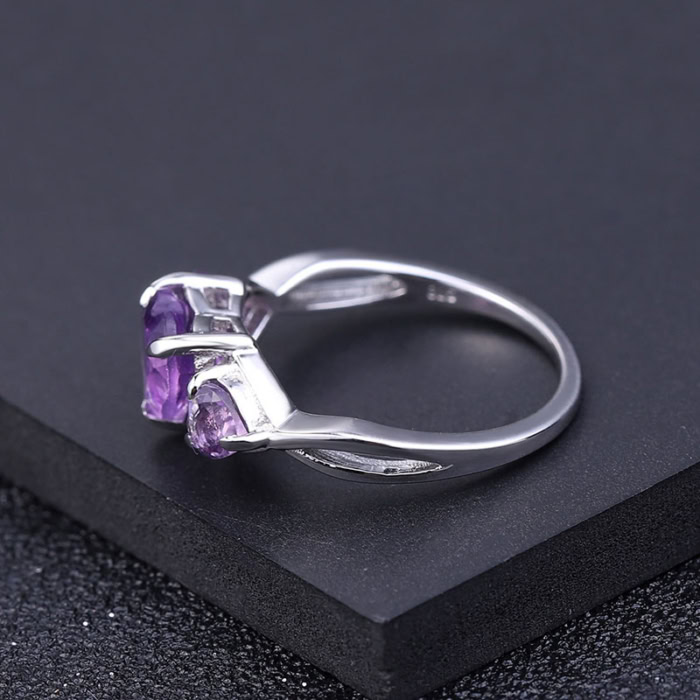 herz ring silber damen mit 3 Amethyst