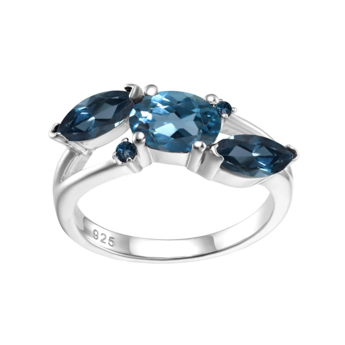 Schlicht London Blue Topas ring silber damen