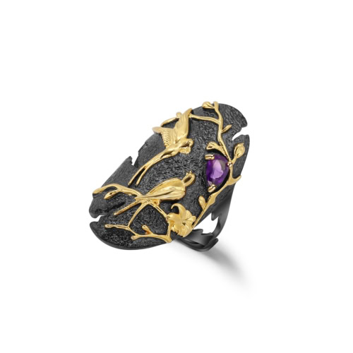 Schild Ring silber Damen mit Amethyst