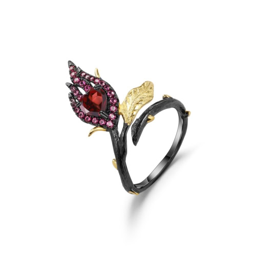 Floral Ring Schwarz damen mit Amethyst