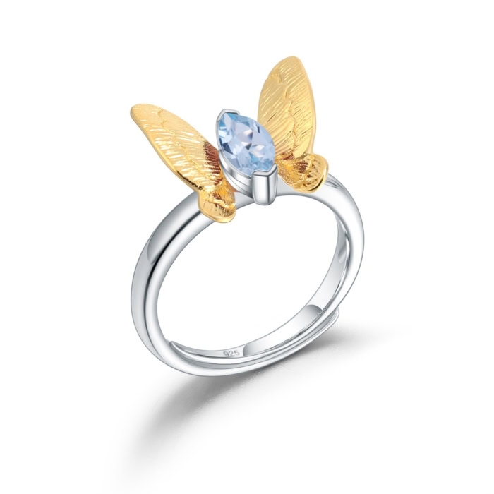 Schmetterling Ring silber damen mit Topas