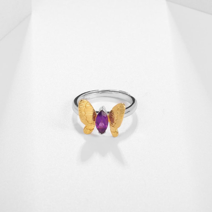 Schmetterling Ring silber damen mit Amethyst