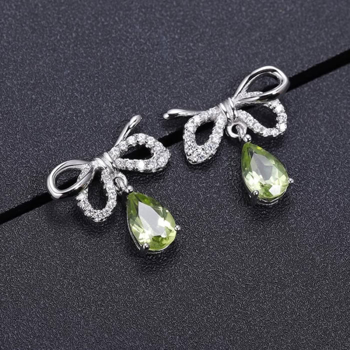 Bow Peridot Ohrringe silber stecker