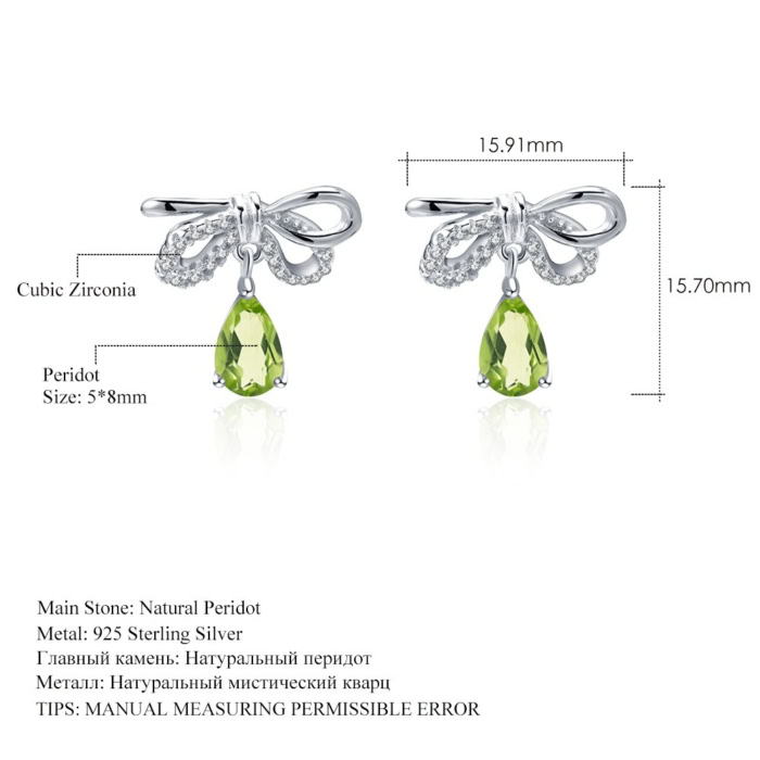 Bow Peridot Ohrringe silber stecker