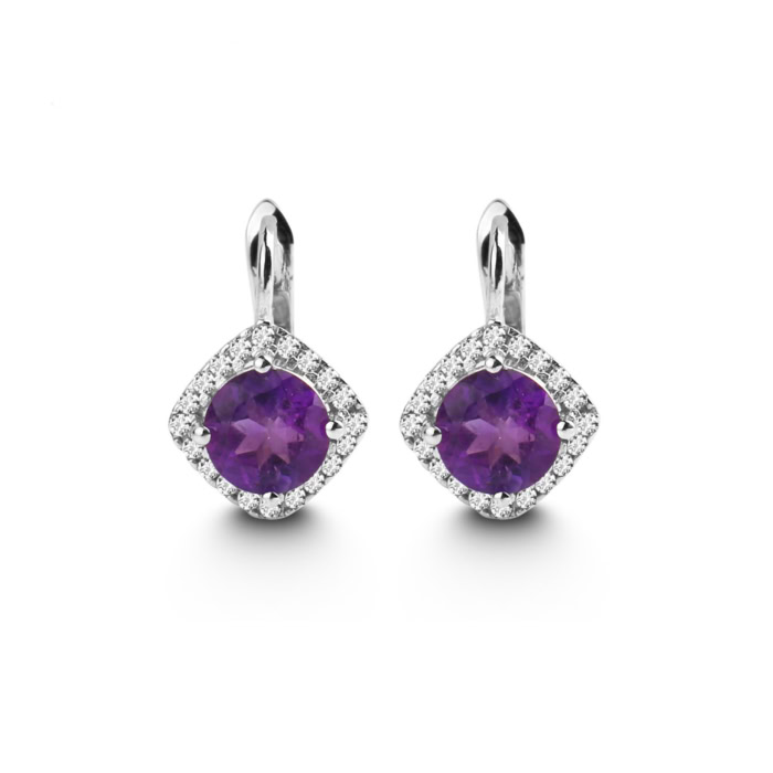 Damen Amethyst Ohrringe Silber stecker